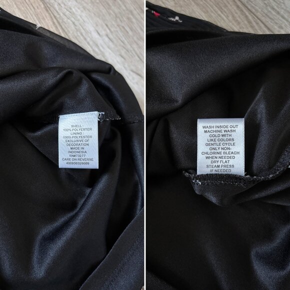 Elle Eiffel Tower Heart Print Black Pleated Mini Dress Womens Small Paris Retro - Picture 15 of 15